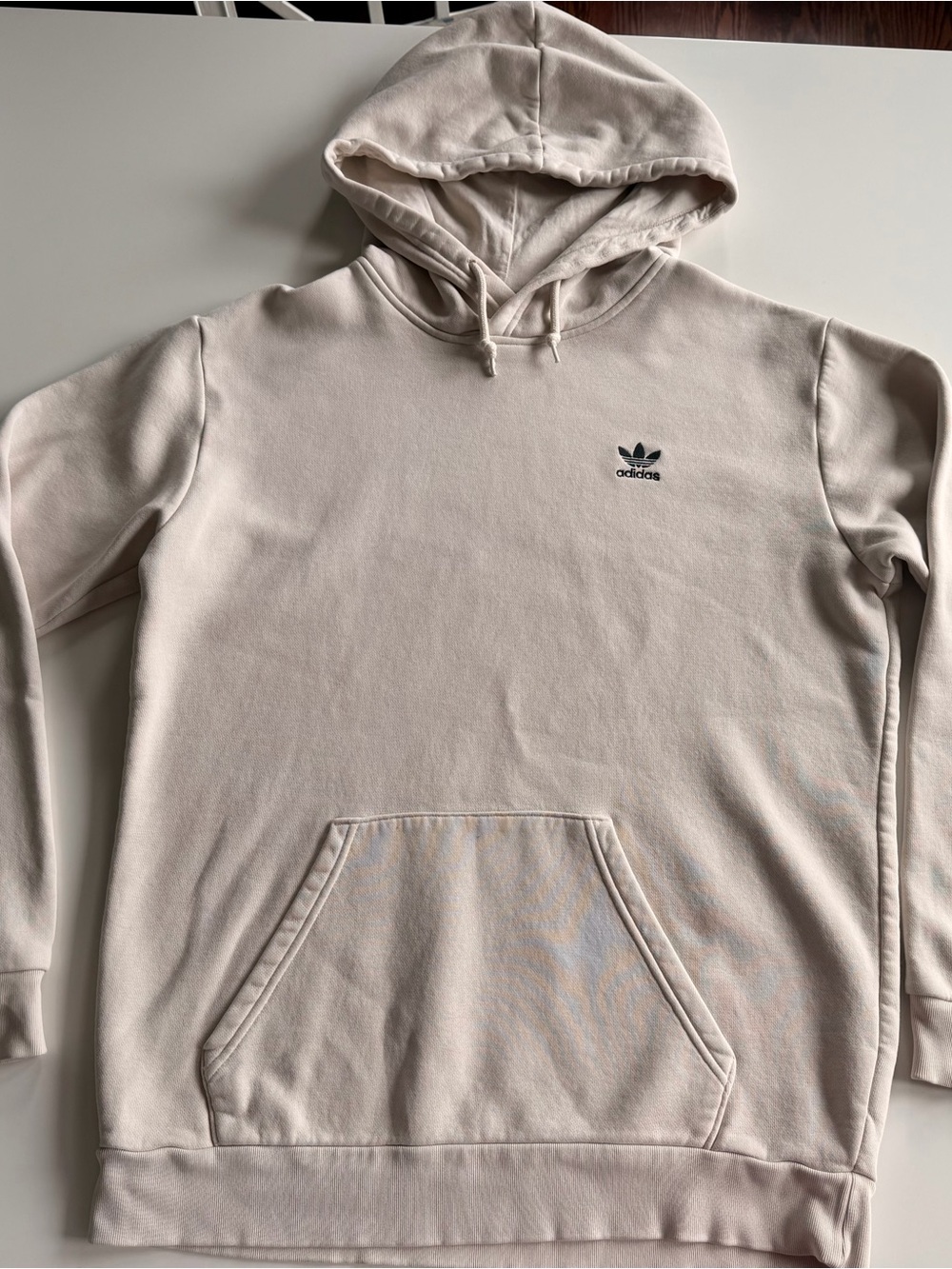 Men’s Adidas Off-White Pullover Hoodie with Trefoil Logo